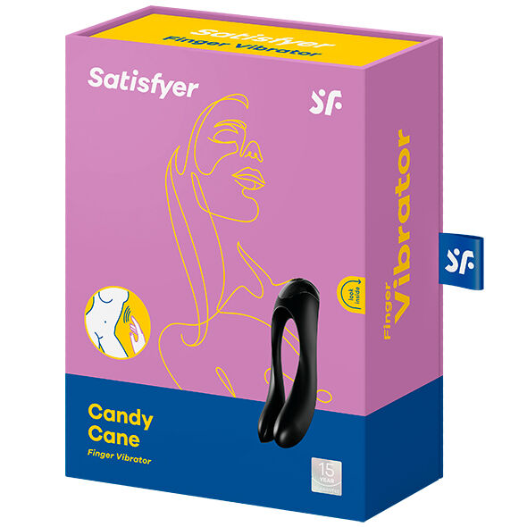 SATISFYER - FINGERTIP VIBRATOR CANDY CANE BLACK