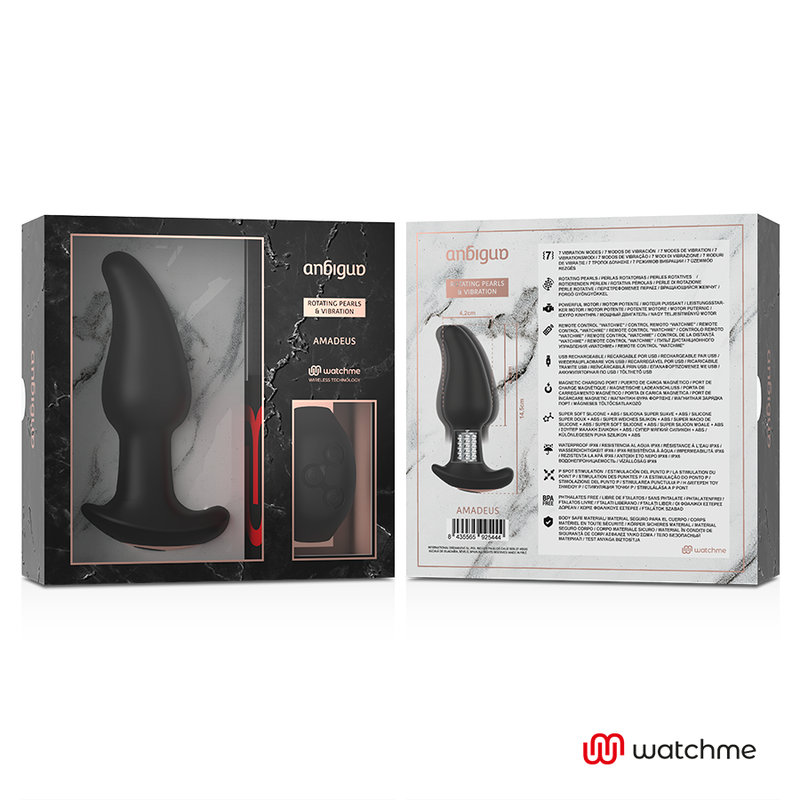 ANBIGUO - WATCHME ANAL PLUG REMOTE CONTROL VIBRATOR WITH AMADEUS BEAD ROTATION