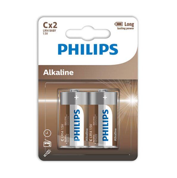 PHILIPS - ALKALINE C LR14 BATTERIES BLISTER*2