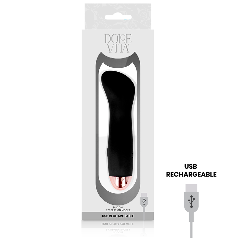 DOLCE VITA - RECHARGEABLE VIBRATOR ONE BLACK 7 SPEEDS