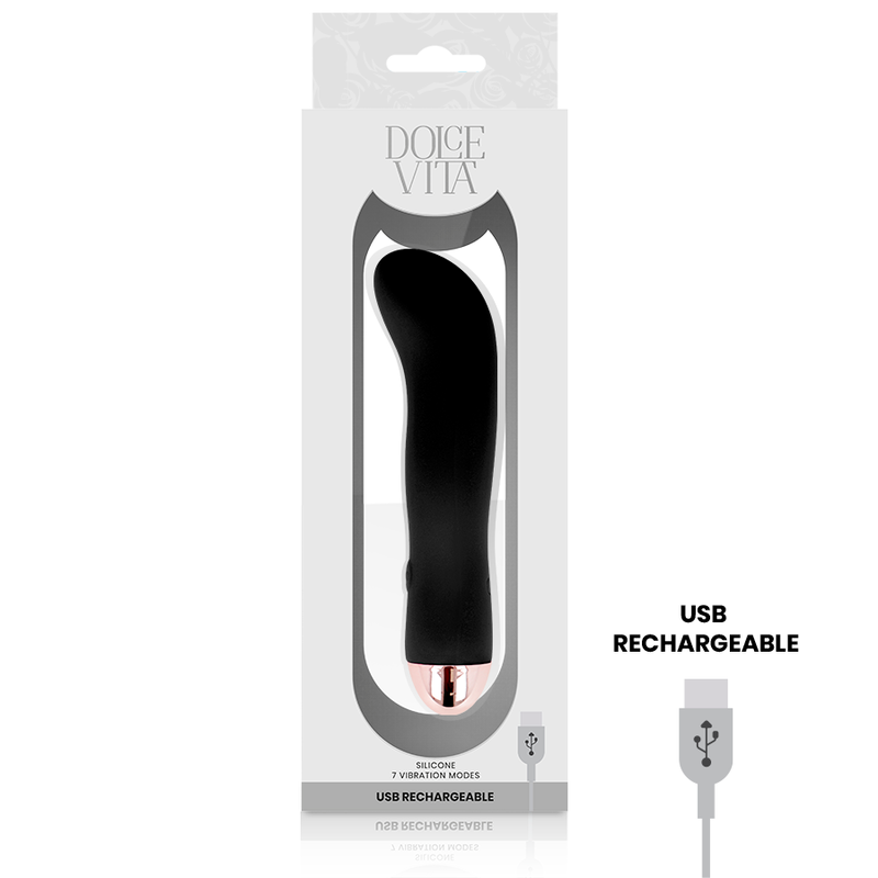 DOLCE VITA - RECHARGEABLE DUAL BLACK 7-SPEED VIBRATOR