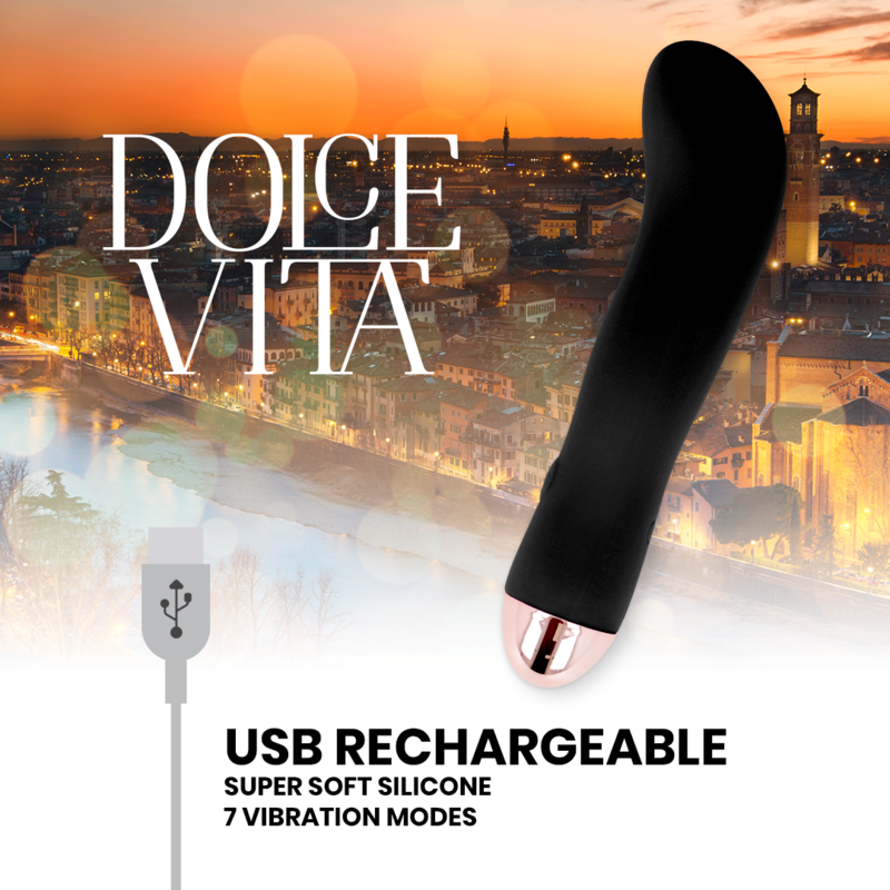 DOLCE VITA - RECHARGEABLE DUAL BLACK 7-SPEED VIBRATOR