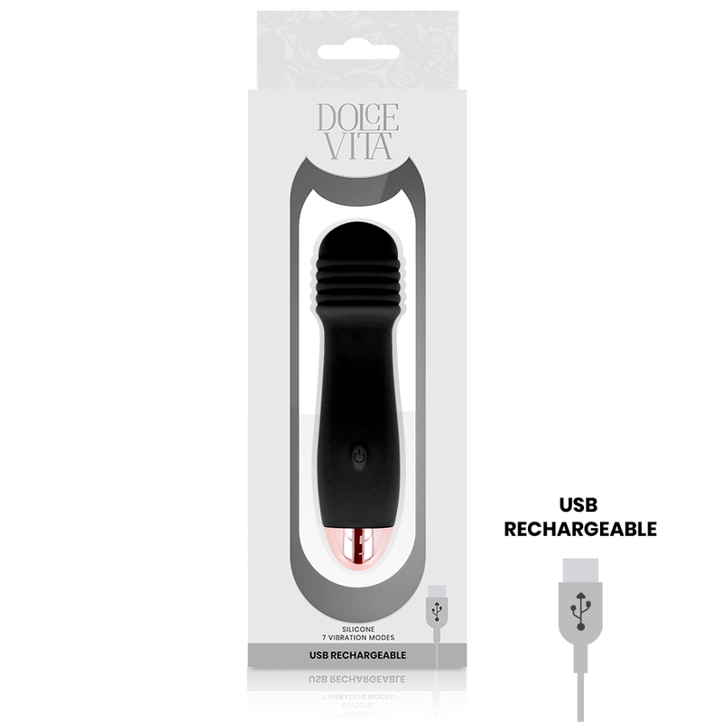 DOLCE VITA - RECHARGEABLE BLACK THREE 7 SPEED VIBRATOR