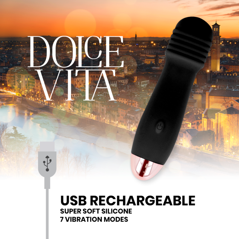 DOLCE VITA - RECHARGEABLE BLACK THREE 7 SPEED VIBRATOR