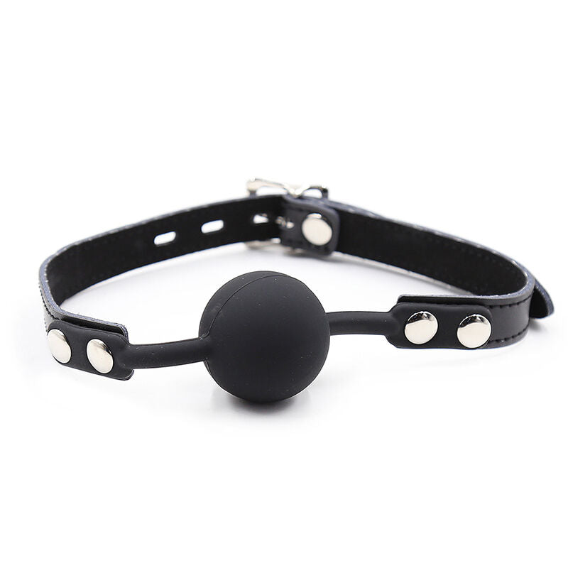OHMAMA FETISH - SILICONE BALL GAG WITH LEATHER STRAP (PADLOCK INCLUDED)