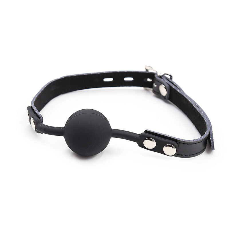 OHMAMA FETISH - SILICONE BALL GAG WITH LEATHER STRAP (PADLOCK INCLUDED)