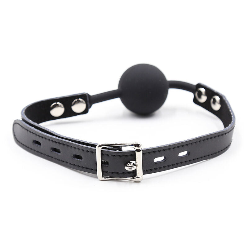 OHMAMA FETISH - SILICONE BALL GAG WITH LEATHER STRAP (PADLOCK INCLUDED)