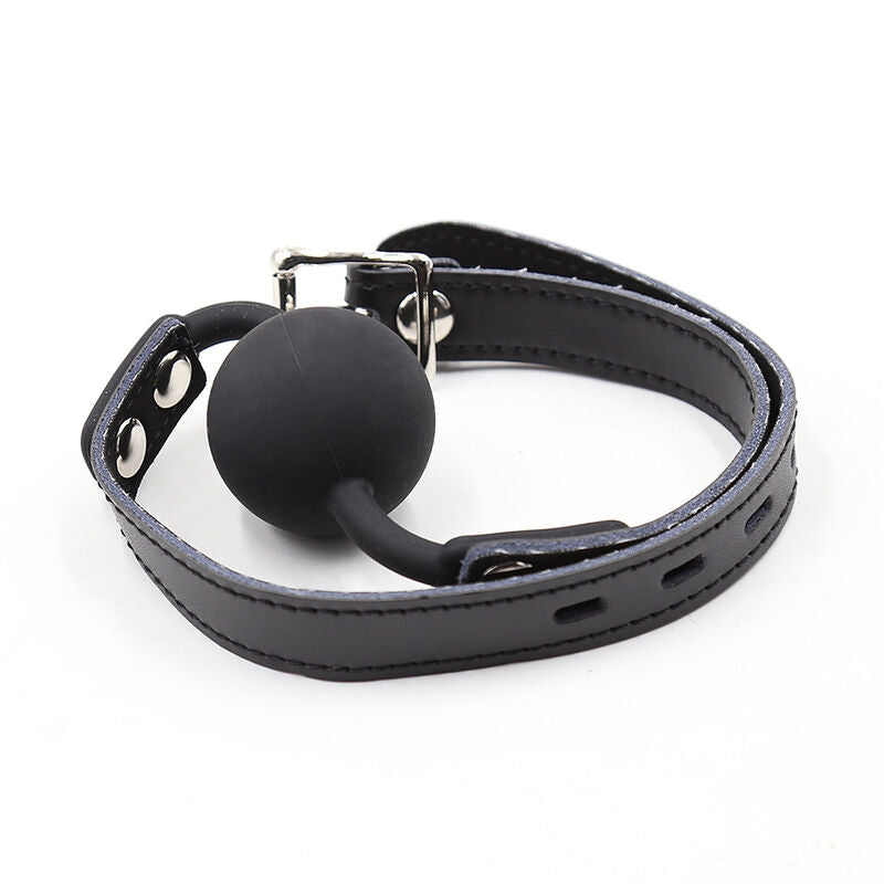 OHMAMA FETISH - SILICONE BALL GAG WITH LEATHER STRAP (PADLOCK INCLUDED)
