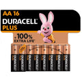 DURACELL - PLUS POWER ALKALINE BATTERY 100 AA LR6 16 UNITS