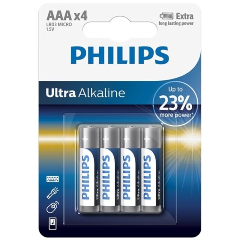 PHILIPS - ULTRA ALKALINE AAA LR03 BATTERY 4-PACK