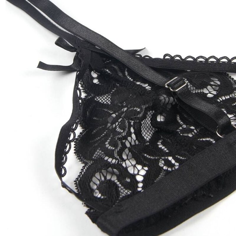 SUBBLIME - THREE PIECE BRA + GARTER BELT + THONG L/XL SET