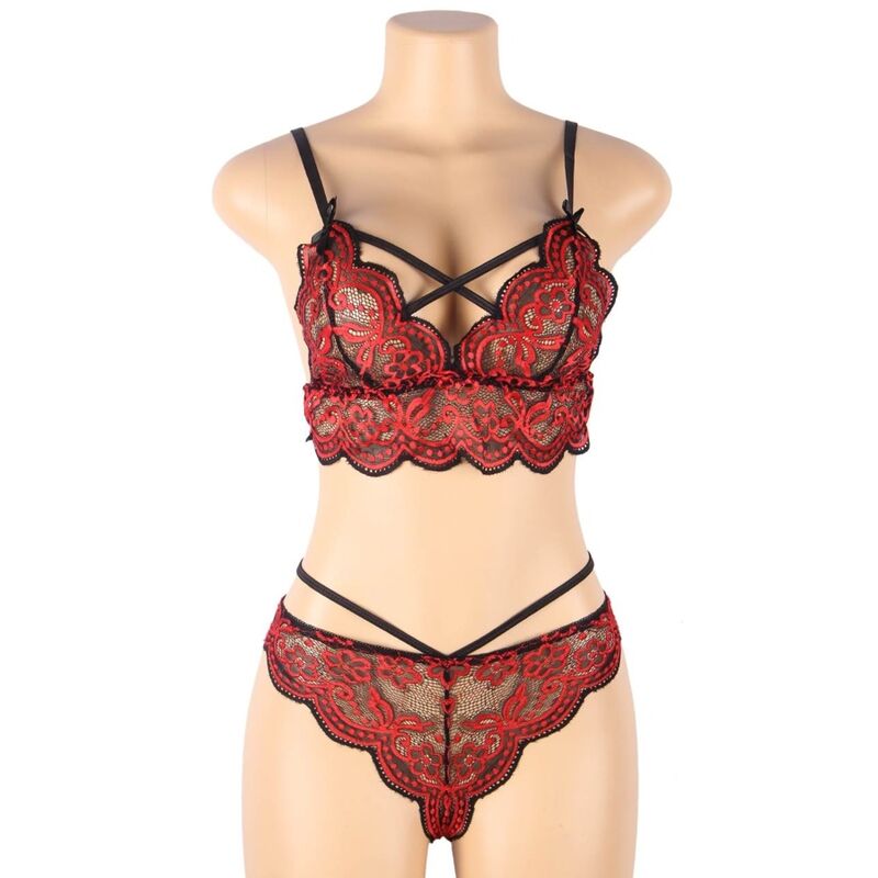 SUBBLIME - TWO-PIECE LACE TOP AND BRIEF SET S/M