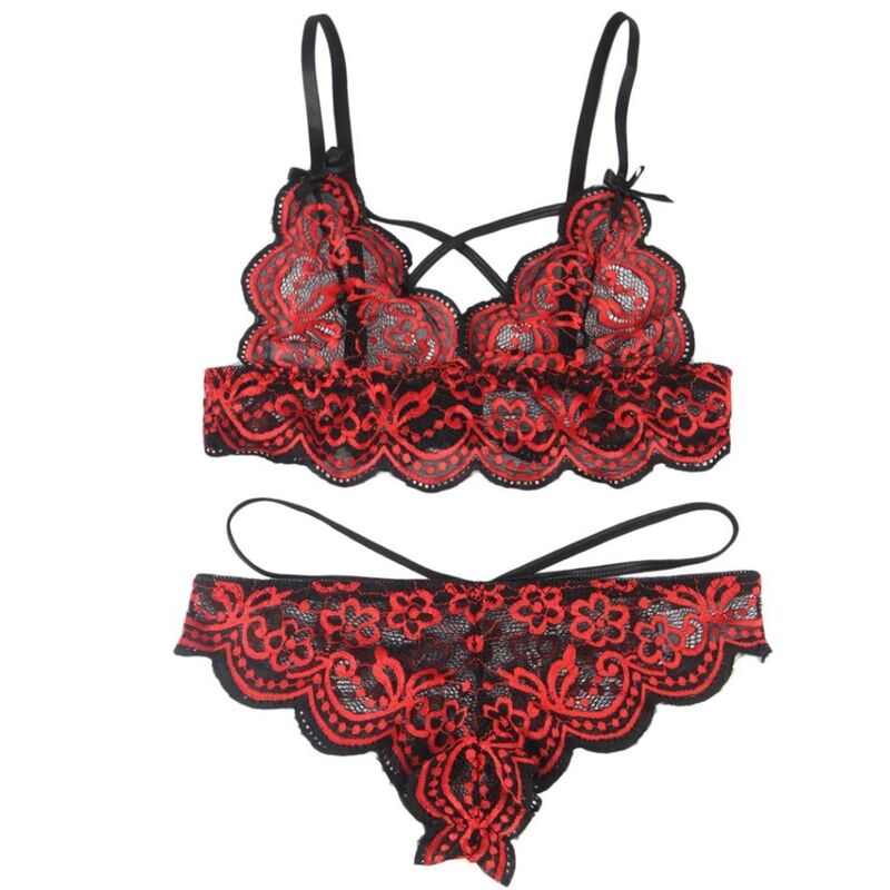 SUBBLIME - TWO-PIECE LACE TOP AND BRIEF SET S/M