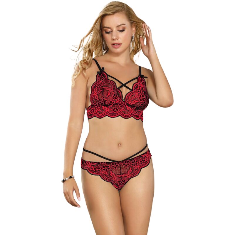 SUBBLIME - TWO-PIECE LACE TOP AND BRIEF SET S/M