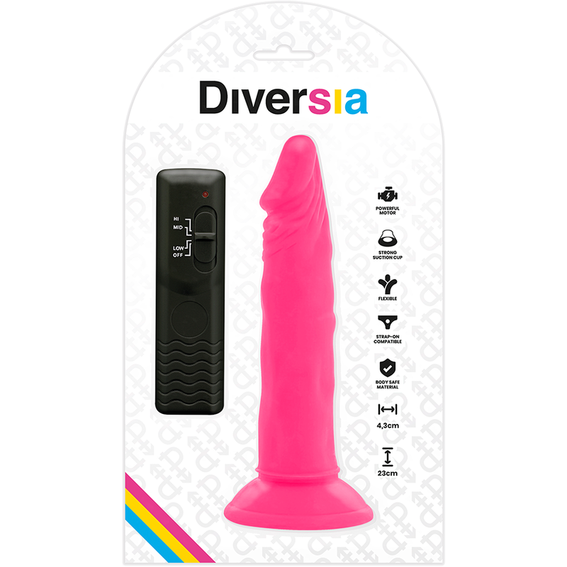 DIVERSIA - PINK SOFT VIBRATING DILDO 23 CM -O- 4.3 CM