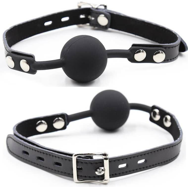 OHMAMA FETISH - SILICONE BALL GAG WITH LEATHER STRAP (PADLOCK INCLUDED)