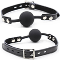 OHMAMA FETISH - SILICONE BALL GAG WITH LEATHER STRAP (PADLOCK INCLUDED)
