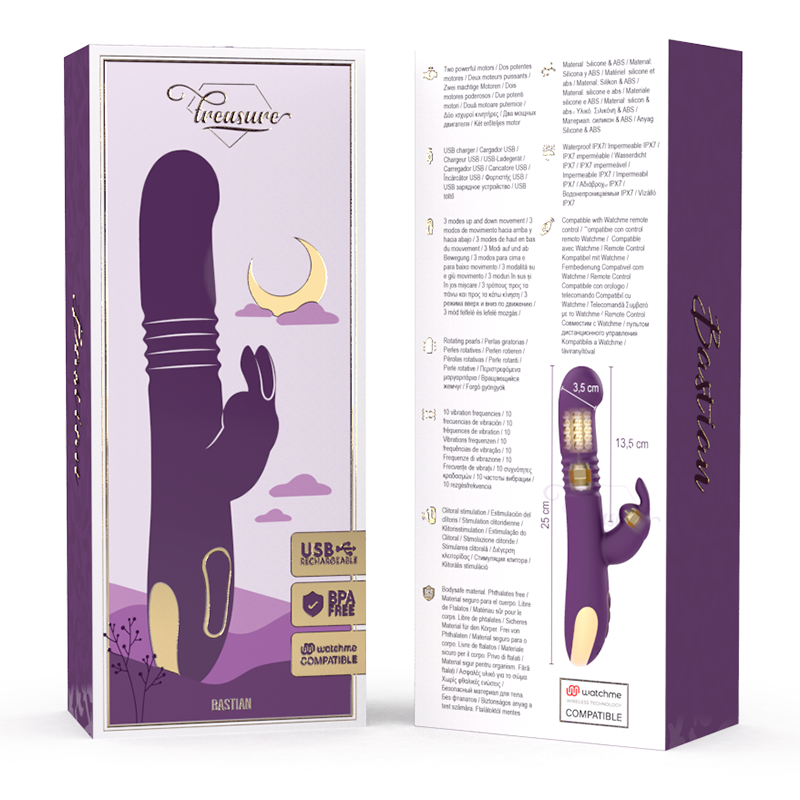 TREASURE - BASTIAN VIBRATOR RABBIT UP & DOWN ROTATING AND VIBRATING + WATCHME REMOTE CONTROL