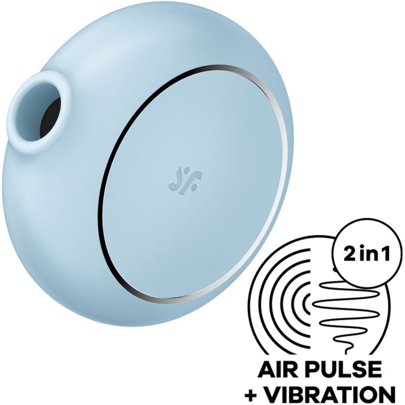 SATISFYER - DOUBLE AIR PULSE PRO TO GO 3 BLUE STIMULATOR AND VIBRATOR