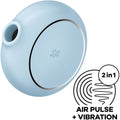 SATISFYER - DOUBLE AIR PULSE PRO TO GO 3 BLUE STIMULATOR AND VIBRATOR