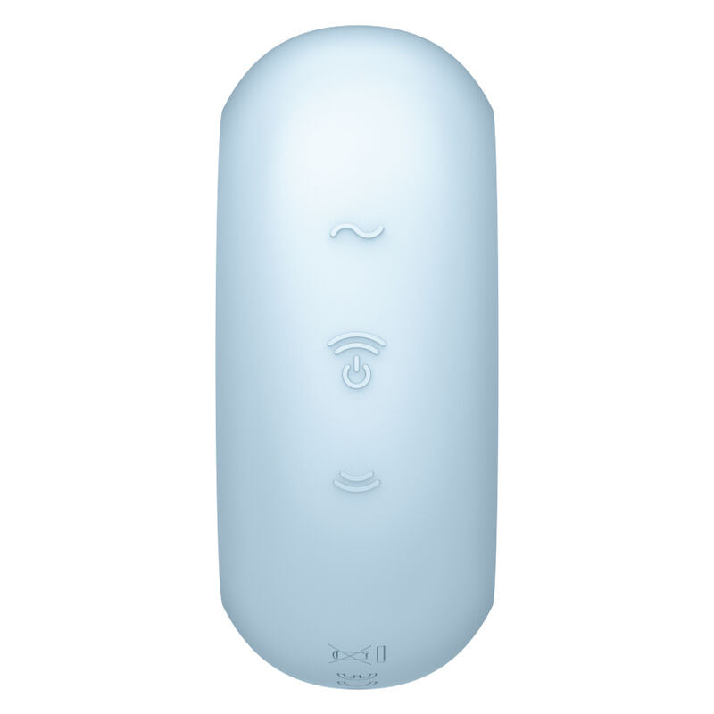 SATISFYER - DOUBLE AIR PULSE PRO TO GO 3 BLUE STIMULATOR AND VIBRATOR