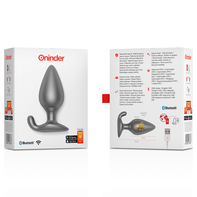 ONINDER - BLACK RIO VIBRATING BUTT PLUG - FREE APP
