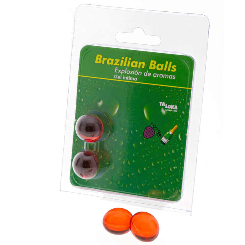 TALOKA - 2 BRAZILIAN BALLS STRAWBERRY & CHAMPAGNE INTIMATE GEL