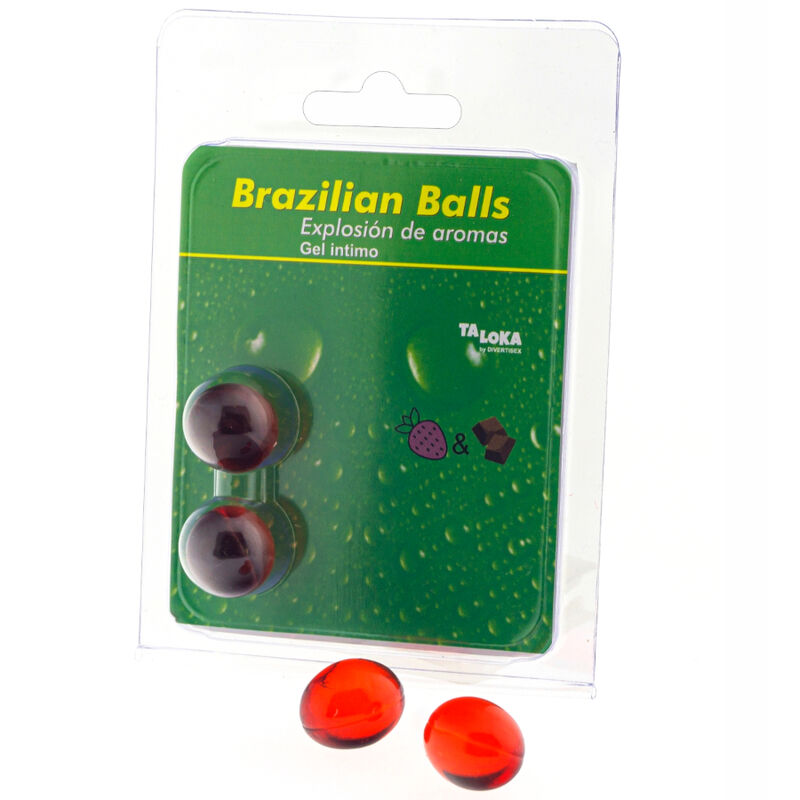 TALOKA - 2 BRAZILIAN INTIMATE GEL BALLS STRAWBERRY & CHOCOLATE