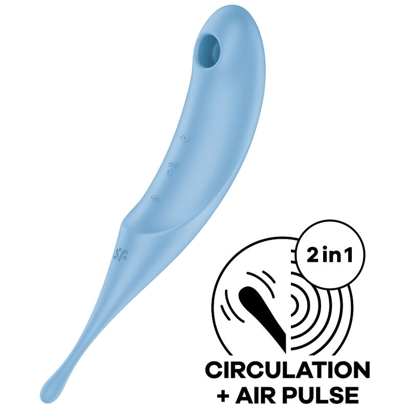 SATISFYER - TWIRLING PRO AIR PULSE STIMULATOR AND VIBRATOR BLUE