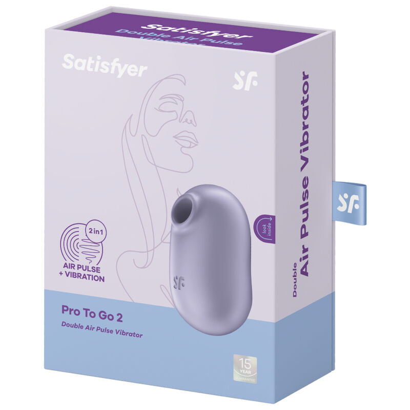 SATISFYER - DOUBLE AIR PULSE PRO TO GO 2 VIOLET STIMULATOR AND VIBRATOR