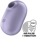 SATISFYER - DOUBLE AIR PULSE PRO TO GO 2 VIOLET STIMULATOR AND VIBRATOR