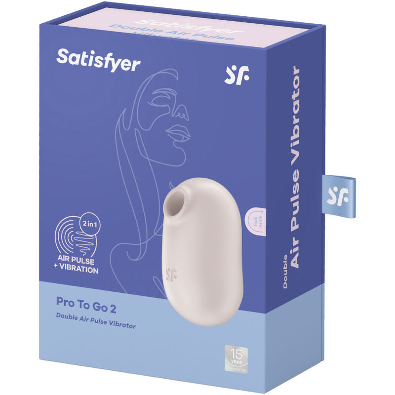 SATISFYER - DOUBLE AIR PULSE VIBRATOR PRO TO GO 2 BEIGE