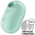 SATISFYER - DOUBLE AIR PULSE PRO TO GO 2 VIBRATOR AND STIMULATOR GREEN
