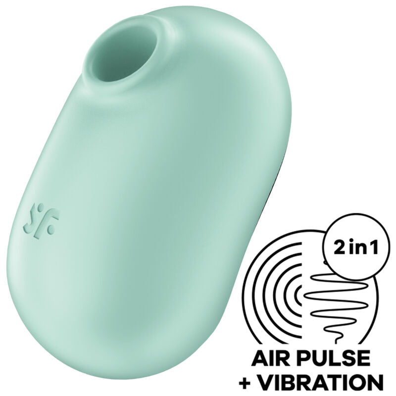 SATISFYER - DOUBLE AIR PULSE PRO TO GO 2 VIBRATOR AND STIMULATOR GREEN