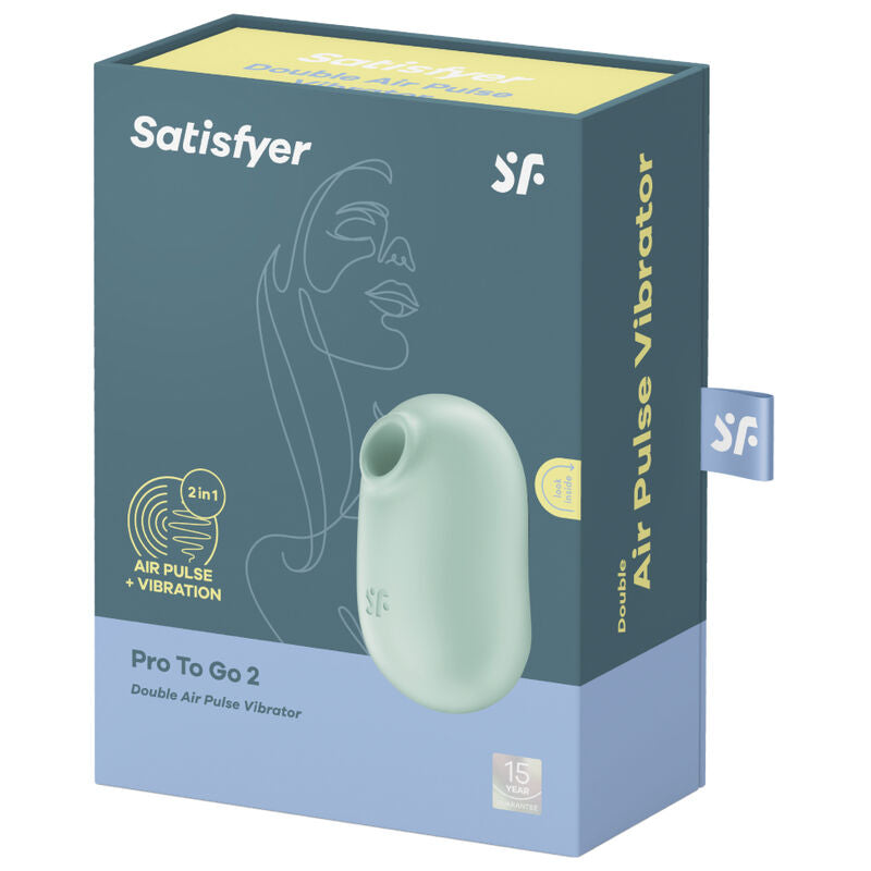 SATISFYER - DOUBLE AIR PULSE PRO TO GO 2 VIBRATOR AND STIMULATOR GREEN