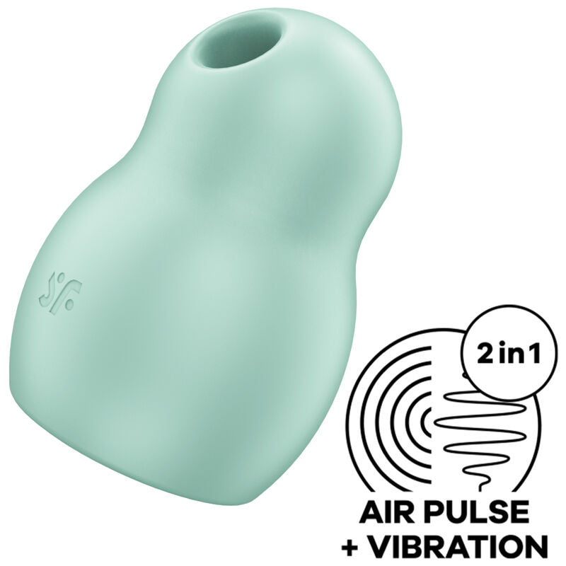 SATISFYER - DOUBLE AIR PULSE PRO TO GO 1 VIBRATOR AND STIMULATOR GREEN