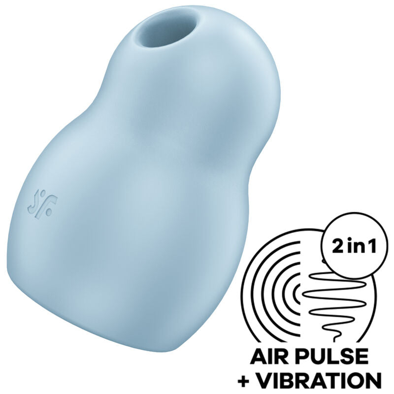 SATISFYER - DOUBLE AIR PULSE PRO TO GO 1 BLUE STIMULATOR AND VIBRATOR