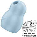 SATISFYER - DOUBLE AIR PULSE PRO TO GO 1 BLUE STIMULATOR AND VIBRATOR