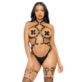 LEG AVENUE - KINK - HARNAIS ANNEAU COEUR TEDDY TAILLE L - NOIR