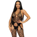LEG AVENUE - NET SUSPENDER BODYSTOCKING ONE SIZE - BLACK