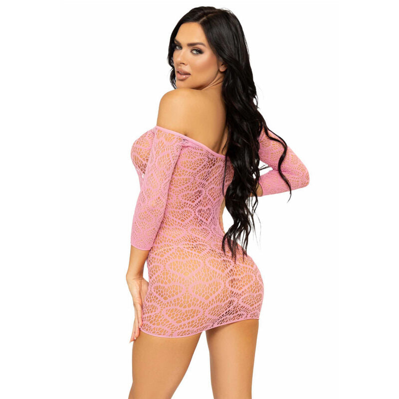 LEG AVENUE - FISHNET HEART MINI DRESS ONE SIZE - PINK