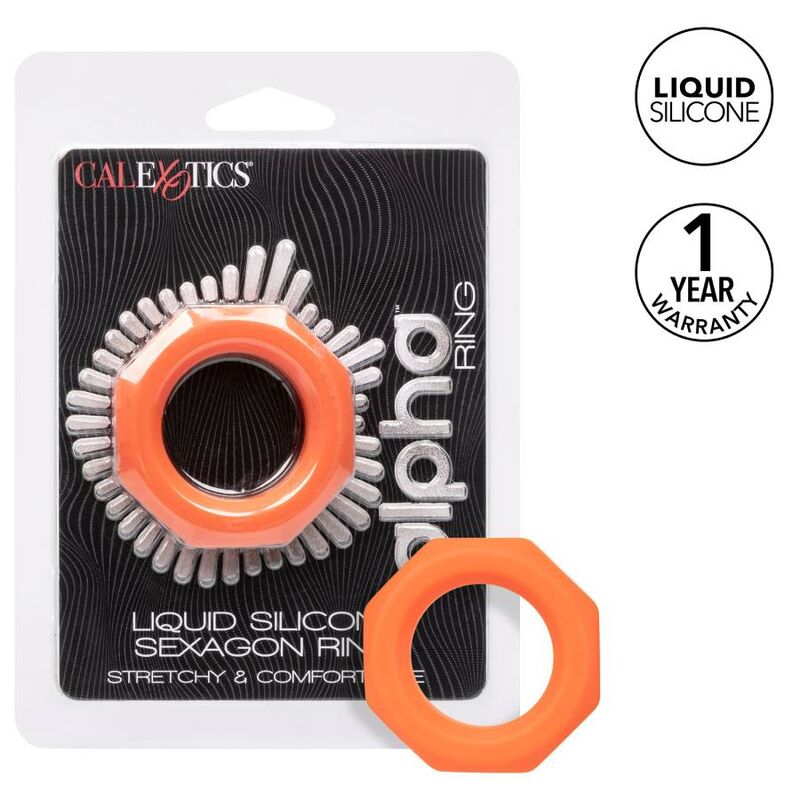 CALEXOTICS - ORANGE HEXAGON ALPHA RING