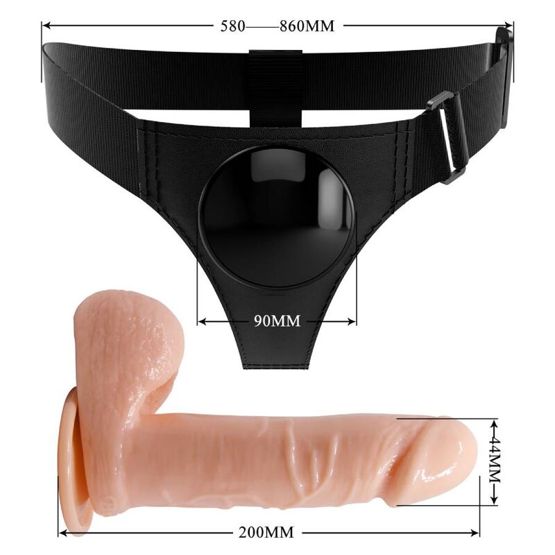 PRETTY LOVE - HARNESS PANTIES UNIVERSAL HARNESS WITH TOM DILDO 20 CM NATURAL