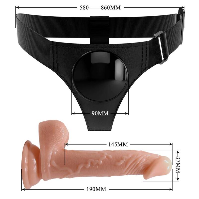 PRETTY LOVE - HARNESS UNIVERSAL HARNESS STRAP-ON WITH KEVIN DILDO 19 CM NATURAL