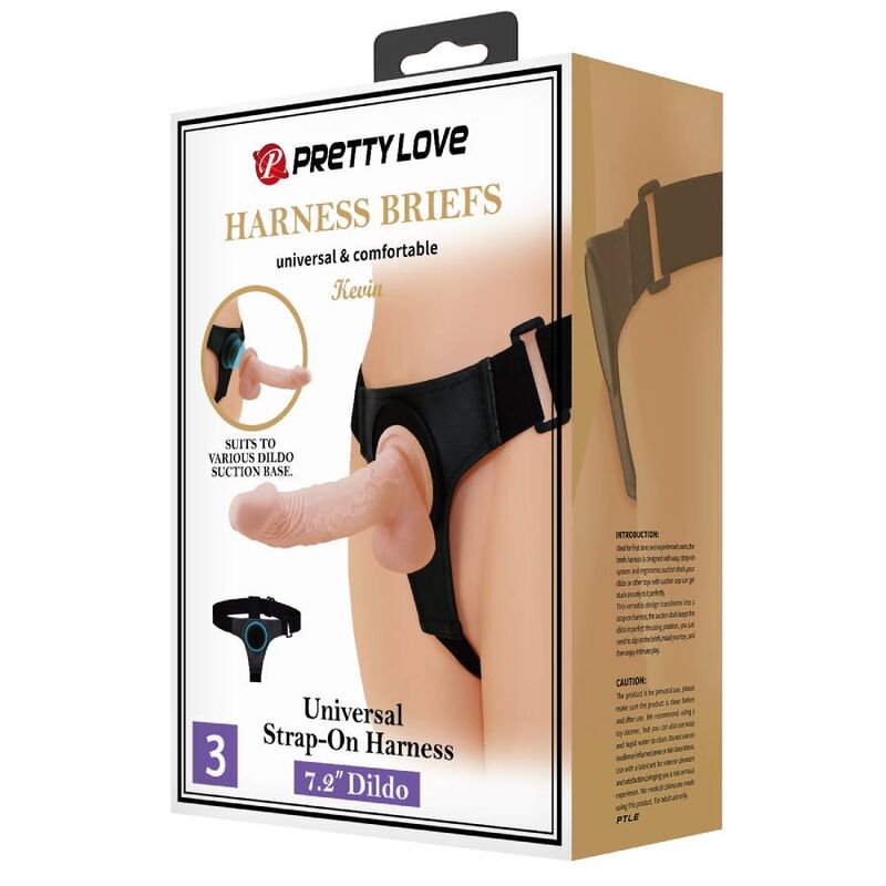 PRETTY LOVE - HARNESS UNIVERSAL HARNESS STRAP-ON WITH KEVIN DILDO 19 CM NATURAL