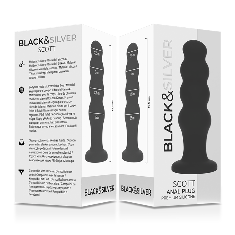BLACK&SILVER - SCOTT PREMIUM BLACK SILICONE BUTT PLUG
