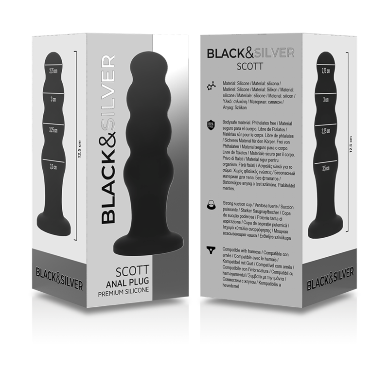 BLACK&SILVER - SCOTT PREMIUM BLACK SILICONE BUTT PLUG