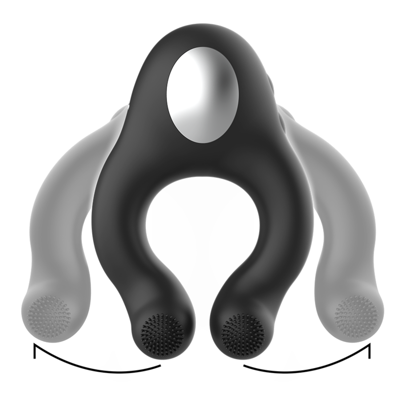 BLACK&SILVER - RECHARGEABLE BLACK SILICONE VIBRATING RING WITH 3 MOTORS
