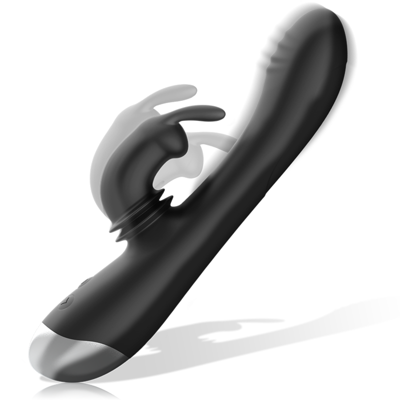 BLACK&SILVER - ADAM BLACK SILICONE RECHARGEABLE RABBIT STIMULATOR DJ.