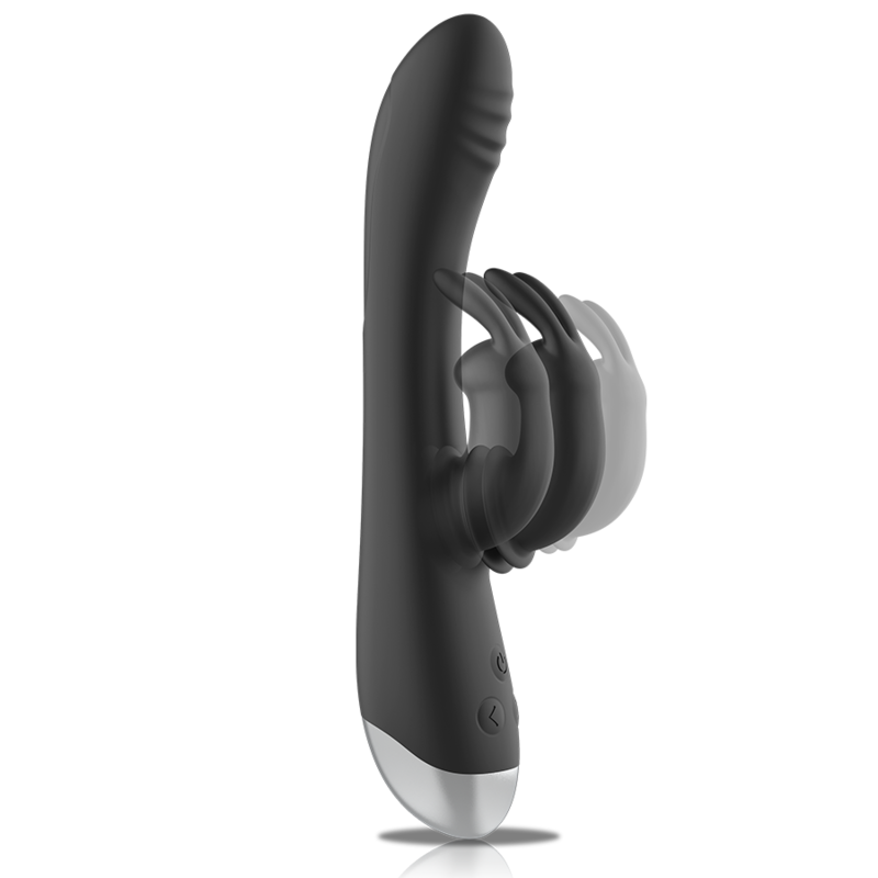 BLACK&SILVER - ADAM BLACK SILICONE RECHARGEABLE RABBIT STIMULATOR DJ.